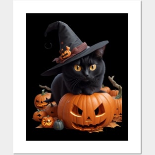 Cat In The Pumpkin Posters and Art